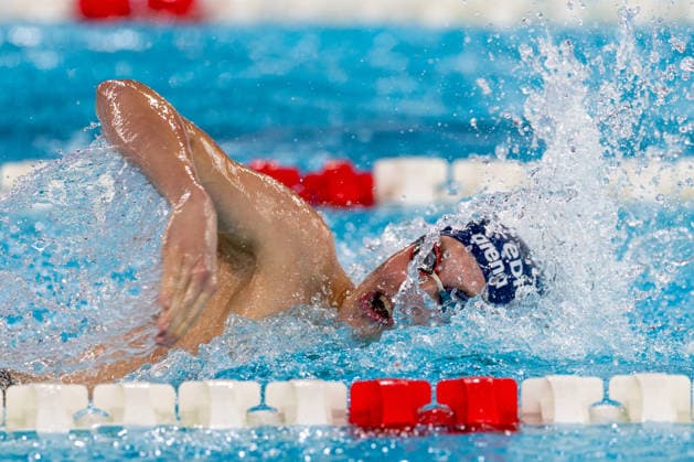 SWIMMING - EAC 2026 PARIS,FRANCE,10.AUG.26 - SWIMMING - European Aquatics Championships Paris 2026, 400m individual medley, men. Image shows Philipp Rizek (AUT).  GEPAxpictures xPhilippxBrem