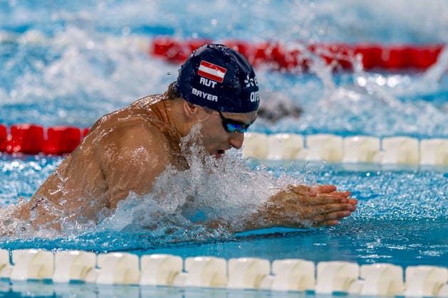 SWIMMING - EAC 2026 PARIS,FRANCE,10.AUG.26 - SWIMMING - European Aquatics Championships Paris 2026, 100m breaststroke, men. Image shows Valentin Bayer (AUT).  GEPAxpictures xPhilippxBrem