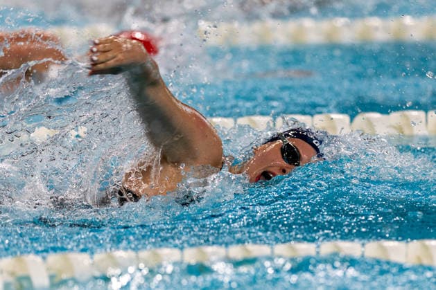 SWIMMING - EAC 2026 PARIS,FRANCE,10.AUG.26 - SWIMMING - European Aquatics Championships Paris 2026, 4x200m freestyle, women. Image shows Aviva Hollinsky (AUT).  GEPAxpictures xPhilippxBrem