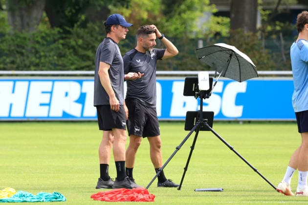 10.08.2026, DEU GER, Fussball , 2.Fussballbundesliga, Saison 2026 2027), Sportforum, Hertha BSC, Training Cheftrainer Stefan Leitl (Hertha BSC Berlin), Konditionstrainer Hendrik Kuchno (Hertha BSC Berlin) 2. Liga: DFB DFL regulations prohibit any use of photographs as image sequences and or quasi-video) Berlin Sportforum Berlin Deutschland *** August 10, 2026, Germany, Soccer, 2. Bundesliga, 2026–2027 Season, Sportforum, Hertha BSC, Head Coach Stefan Leitl (Hertha BSC Berlin), Fitness Coach Hendrik Kuchno (Hertha BSC Berlin, 2nd Division). DFB and DFL regulations prohibit any use of photographs as image sequences and or quasi-video. Berlin Sportforum, Berlin, Germany Copyright: xNordphotox xEnglerx