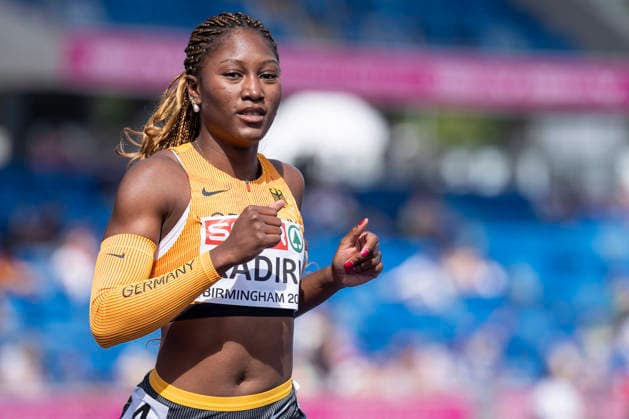BIRMINGHAM, GREAT BRITAIN - AUGUST 10, 2026 : Chelsea KADIRI (GER Germany) competing in the 100m heats during the European Athletics Championships at Alexander Stadium on August 10, 2026 in Birmingham, Great Britain. Nordrhein-Westfalen Great Britain Copyright: xLeahxKohringx
