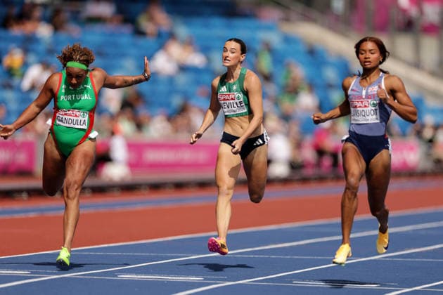 2026 European Athletics Championships, Alexander Stadium, Birmingham, England 10 8 2026 Women™s 100m Round 1 Ireland™s Ciara Neville crosses the line Ciara Neville crosses the line 10 8 2026  Copyright: xx 0U6A4033