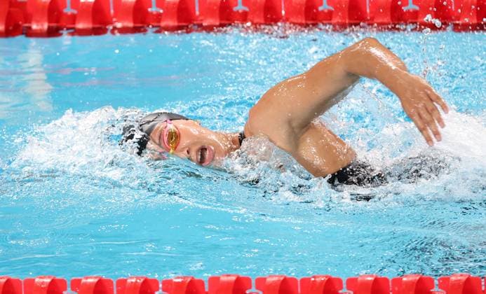 Belgian swimmer Sarah Dumont pictured in action during the heats of the Women s 800m Freestyle, at the European Aquatics Championships in Paris, France on Monday 10 August 2026. VIRGINIExLEFOUR  x183079902x