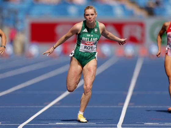 2026 European Athletics Championships, Alexander Stadium, Birmingham, England 10 8 2026 Women™s 100m Round 1 Ireland™s Lauren Roy crosses the finish line Lauren Roy crosses the finish line 10 8 2026  Copyright: xx 0U6A4101