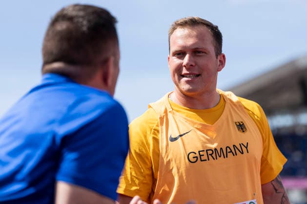 BIRMINGHAM, GREAT BRITAIN - AUGUST 10, 2026 : Sören KLOSE (GER Germany) with his coach competing in the hammer throw qualification during the European Athletics Championships at Alexander Stadium on August 10, 2026 in Birmingham, Great Britain. Nordrhein-Westfalen Great Britain Copyright: xLeahxKohringx