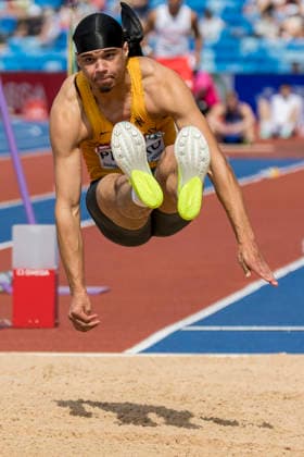 BIRMINGHAM, GREAT BRITAIN - AUGUST 10, 2026 : Simon PLITZKO (GER Germany) competing in the long jump qualification during the European Athletics Championships at Alexander Stadium on August 10, 2026 in Birmingham, Great Britain. Oregon Great Britain Copyright: xAxelxKohringx