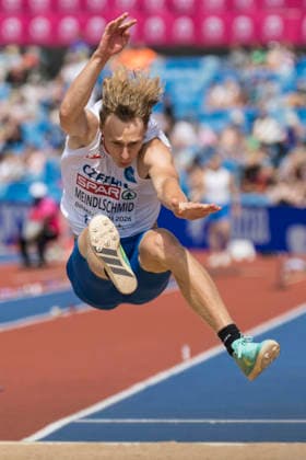 BIRMINGHAM, GREAT BRITAIN - AUGUST 10, 2026 : Petr MEINDLSCHMID (CZE Czech Republic) competing in the long jump qualification during the European Athletics Championships at Alexander Stadium on August 10, 2026 in Birmingham, Great Britain. Oregon Great Britain Copyright: xAxelxKohringx
