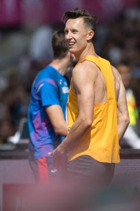 BIRMINGHAM, GREAT BRITAIN - AUGUST 10, 2026 : Kevin BRUCHA (GER Germany) competing in the long jump qualification during the European Athletics Championships at Alexander Stadium on August 10, 2026 in Birmingham, Great Britain. Oregon Great Britain Copyright: xAxelxKohringx