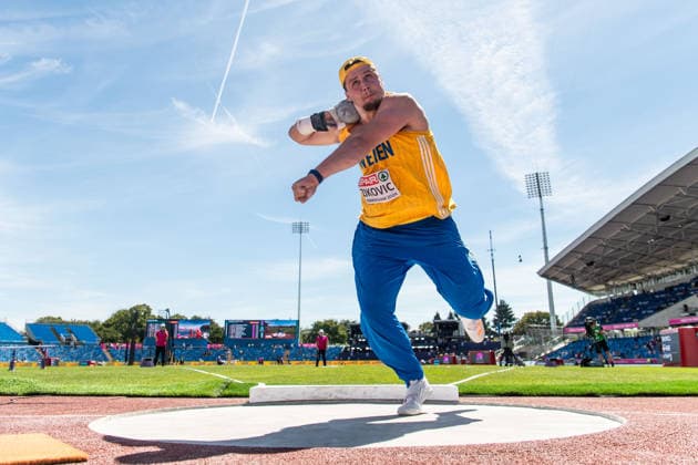 260810 Leo Zikovic of Sweden competes in men s shot put qualification during day 1 of the 2026 European Athletics Championships on August 10, 2026 in Birmingham. Photo: Maxim Thore BILDBYRAN kod MT MT1064 friidrott athletics friidrett friidrotts-em em friidretts-em 2026 european athletics championships 1 bbeng shot put kula kulestot sverige *** August 10, 2026: Leo Zikovic of Sweden competes in the men’s shot put qualifying round on Day 1 of the 2026 European Athletics Championships on August 10, 2026 in Birmingham. Photo by Maxim Thore. BILDBYRAN code MT MT1064 track and field athletics friidrett friidrotts em em friidretts em 2026 European Athletics Championships 1 bbeng shot put kula kulestot Sweden  Copyright: MAXIMxTHORE BB260810MT080