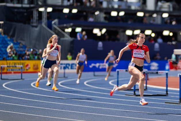BIRMINGHAM, UNITED KINGDOM - AUGUST 10: Lena Wernli of Switzerland competes in the Women s 400m Hurdles during the European Athletics Championships at Alexander Stadium on August 10, 2026 in Birmingham, United Kingdom. England United Kingdom Copyright: xBEAUTIFULxSPORTS TobiasxLacknerx