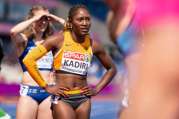 BIRMINGHAM, GREAT BRITAIN - AUGUST 10, 2026 : Chelsea KADIRI (GER Germany) competing in the 100m heats during the European Athletics Championships at Alexander Stadium on August 10, 2026 in Birmingham, Great Britain. Nordrhein-Westfalen Great Britain Copyright: xLeahxKohringx