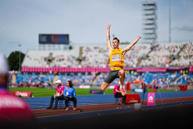 BIRMINGHAM, UNITED KINGDOM - AUGUST 10: Kevin Brucha of Germany competes in the Men s Long Jump during the European Athletics Championships at Alexander Stadium on August 10, 2026 in Birmingham, United Kingdom. England United Kingdom Copyright: xBEAUTIFULxSPORTS TobiasxLacknerx