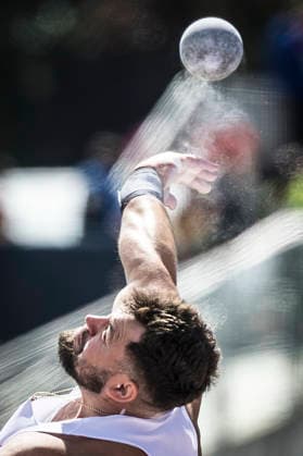 BIRMINGHAM, GREAT BRITAIN - AUGUST 10, 2026 : Konrad BUKOWIECKI (POL Poland) competing in the shot put during the European Athletics Championships at Alexander Stadium on August 10, 2026 in Birmingham, Great Britain. Oregon Great Britain Copyright: xAxelxKohringx