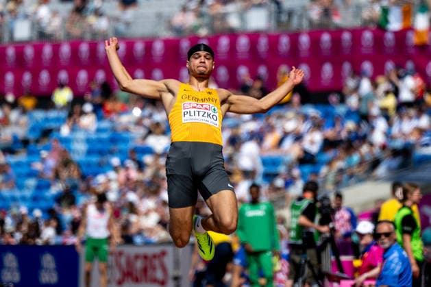 10.08.2026, GBR, Leichtathletik, Europameisterschaft 2026, Morgensession Tag 1, Birmingham Simon Plitzko ( Deutschland ), Weitsprung Herren, Qualifikation Birmingham Alexander Stadium England Großbritannien *** August 10, 2026, GBR, Track and Field, 2026 European Championships, Morning Session, Day 1, Birmingham; Simon Plitzko, Germany, Men s Long Jump, Qualifying Round, Birmingham Alexander Stadium, England, Great Britain Copyright: xNordphoto Memmlerx