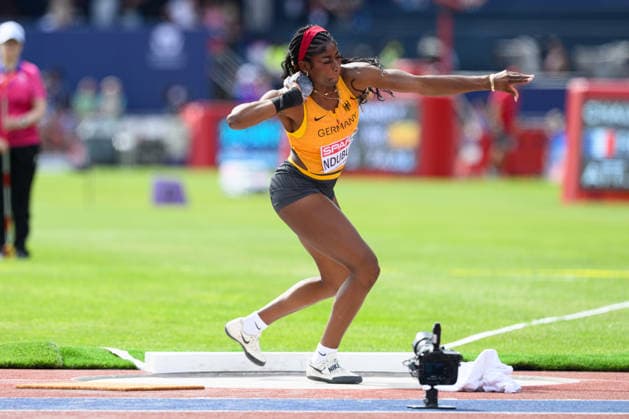 BIRMINGHAM, GREAT BRITAIN - August 10: Nina Chioma Ndubuisi (Germany) during the shot put qualification during the European Athletics Championships 2026 at Alexander Stadium in Birmingham, Great Britain (Photo by Sven Beyrich Sports Press Photo)  Copyright: xSvenxBeyrich SportsxPressxPhotox Sportspressphoto_SPR203922