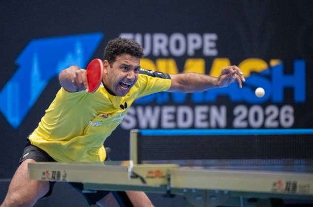 MALMÖ 2026-08-10 Omar Assar from Egypt in the match against Chen Junsongi from China in the first round of the men s singles in the Table tennis, Tischtennis tournament Europe Smash Sweden 2026 at Baltiska Hallen in Malmö, Sweden, on August 10, 2026. MALMÖ SWEDEN x50090x *** MALMÖ, August 10, 2026 — Omar Assar of Egypt faced Chen Junsongi of China in the first round of the men’s singles at the Europe Smash Sweden 2026 table tennis tournament at Baltiska Hallen in Malmö, Sweden, on August 10, 2026 MALMÖ SWEDEN x50090x  Copyright: xJohanxNilssonx xTTx EUROPE SMASH SWEDEN 2026