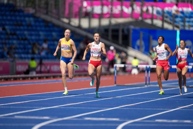 ATHLETICS - European Athletics Championships BIRMINGHAM,ENGLAND,10.AUG.26 - ATHLETICS - European Athletics Championships, 400m hurdles, Women. Image shows Anja Dlauhy (AUT).  GEPAxpictures xRanjithxKumar