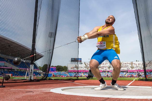 BIRMINGHAM, GREAT BRITAIN - AUGUST 10, 2026 : Ragnar CARLSSON (SWE Sweden) competing in the hammer throw qualification during the European Athletics Championships at Alexander Stadium on August 10, 2026 in Birmingham, Great Britain. Oregon Great Britain Copyright: xAxelxKohringx