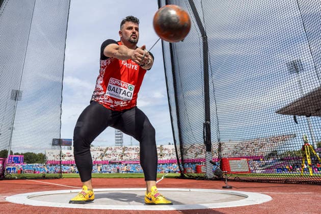 BIRMINGHAM, GREAT BRITAIN - AUGUST 10, 2026 : Özkan BALTACI (TUR Turkey) competing in the hammer throw qualification during the European Athletics Championships at Alexander Stadium on August 10, 2026 in Birmingham, Great Britain. Oregon Great Britain Copyright: xAxelxKohringx