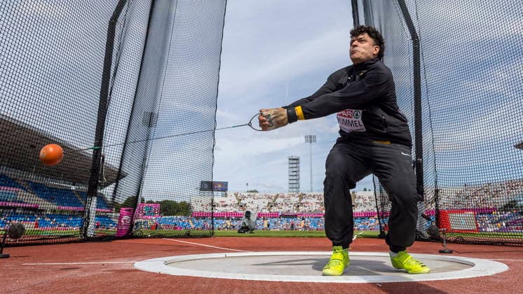 BIRMINGHAM, GREAT BRITAIN - AUGUST 10, 2026 : Merlin HUMMEL (GER Germany) competing in the hammer throw qualification during the European Athletics Championships at Alexander Stadium on August 10, 2026 in Birmingham, Great Britain. Oregon Great Britain Copyright: xAxelxKohringx