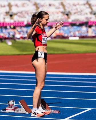 European Athletics Championships; Birmingham, 10.08.2026 BIRMINGHAM, UNITED KINGDOM - AUGUST 10: Lena Wernli (Switzerland) prepares for the first round of the womens 400 m hurdles on August 10, 2026 in Birmingham, United Kingdom. *** European Athletics Championships, Birmingham, August 10, 2026 BIRMINGHAM, UNITED KINGDOM AUGUST 10 Lena Wernli of Switzerland prepares for the first round of the women s 400-meter hurdles on August 10, 2026, in Birmingham, United Kingdom Copyright: xBEAUTIFULxSPORTS UlfxSchillerx