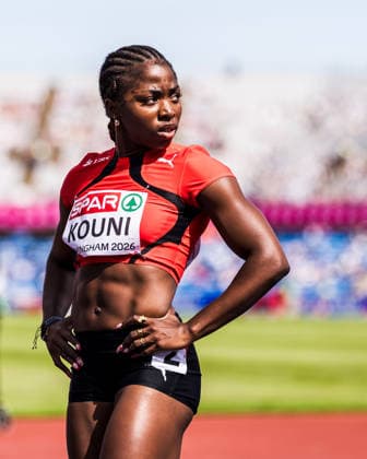 European Athletics Championships; Birmingham, 10.08.2026 BIRMINGHAM, UNITED KINGDOM - AUGUST 10: Nathacha Kouni (Switzerland) after the first round of the womens 100 m on August 10, 2026 in Birmingham, United Kingdom. *** European Athletics Championships, Birmingham, August 10, 2026 BIRMINGHAM, UNITED KINGDOM AUGUST 10 Nathacha Kouni of Switzerland after the first round of the women s 100-meter dash on August 10, 2026, in Birmingham, United Kingdom Copyright: xBEAUTIFULxSPORTS UlfxSchillerx