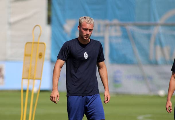 Fussball, Herren, Regionalliga Bayern, Saison 2026 2027, TSV 1860 München, Training Lasse Fassmann (TSV 1860 München) stehend, Kopf, Oberkörper *** Soccer, Men s, Bavarian Regional League, 2026–2027 Season, TSV 1860 Munich, Lasse Fassmann training with TSV 1860 Munich (standing), head, upper body