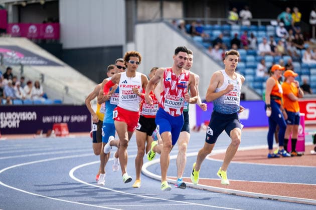 10.08.2026, GBR, Leichtathletik, Europameisterschaft 2026, Morgensession Tag 1, Birmingham Marino Bloudek ( Kroatien ), Giovanni Lazzaro ( Italien ), 800 Meter Herren, Vorlauf Birmingham Alexander Stadium England Großbritannien *** August 10, 2026, GBR, Track and Field, 2026 European Championships, Morning Session, Day 1, Birmingham; Marino Bloudek (Croatia), Giovanni Lazzaro (Italy), Men s 800 Meters, Preliminary Round, Birmingham Alexander Stadium, England, Great Britain Copyright: xNordphoto Memmlerx