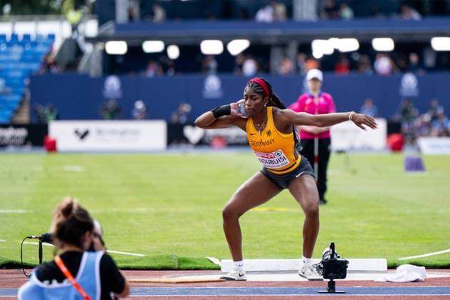 10.08.2026, GBR, Leichtathletik, Europameisterschaft 2026, Morgensession Tag 1, Birmingham Nina Chioma Ndubuisi ( Deutschland ), Kugelstoßen Damen, Qualifikation Birmingham Alexander Stadium England Großbritannien *** August 10, 2026, GBR, Track and Field, 2026 European Championships, Morning Session, Day 1, Birmingham Nina Chioma Ndubuisi (Germany), Women s Shot Put, Qualifying Round, Alexander Stadium, Birmingham, England, Great Britain Copyright: xNordphoto Memmlerx