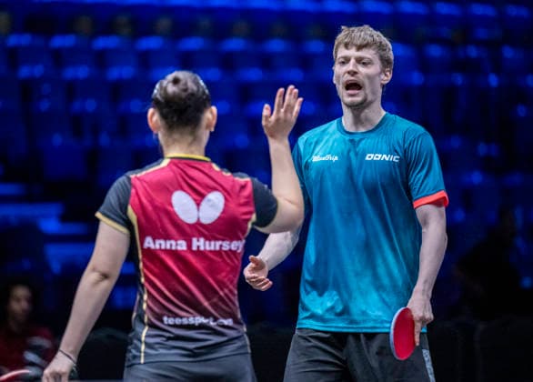 Anders Lind, Denmark, and Anna Hursey, Wales, celebrate after their victory against Sweden s Christina Källberg and Kristian Karlsson in the first round of mixed doubles at the Europe Smash Sweden 2026 Table tennis, Tischtennis tournament at Malmö Arena in Malmö, Sweden, on August 10, 2026. MALMÖ SWEDEN x50090x *** Anders Lind of Denmark and Anna Hursey of Wales celebrate after their victory over Sweden’s Christina Källberg and Kristian Karlsson in the first round of mixed doubles at the Europe Smash Sweden 2026 table tennis tournament at Malmö Arena in Malmö, Sweden, on August 10, 2026 MALMÖ SWEDEN x50090x  Copyright: xJohanxNilssonx xTTx EUROPE SMASH SWEDEN 2026