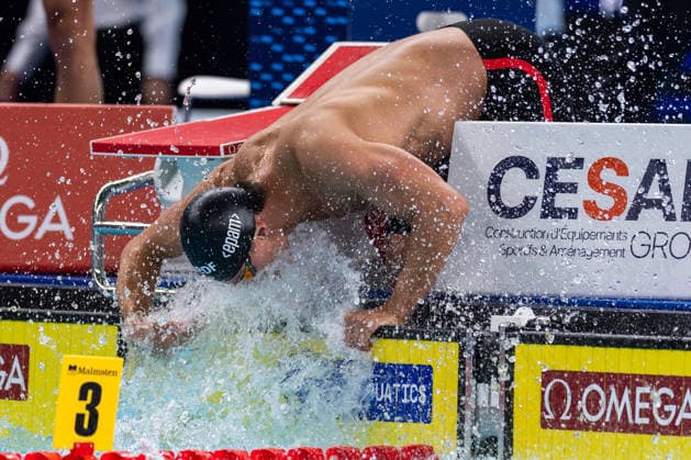SWIMMING - EAC 2026 PARIS,FRANCE,10.AUG.26 - SWIMMING - European Aquatics Championships Paris 2026, 50m butterfly, men. Image shows Luca Armbruster (GER).  GEPAxpictures xPhilippxBrem
