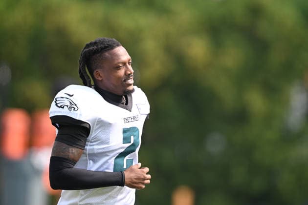 PHILADELPHIA, PA - AUGUST 10: Philadelphia Eagles cornerback Riq Woolen 2 is shown during the Philadelphia Eagles training camp on August 10th, 2026 at Jefferson Health Training Complex in Philadelphia, PA. (Photo by Terence Lewis Icon Sportswire) NFL, American Football Herren, USA AUG 10 Eagles Training Camp EDITORIAL USE ONLY Icon260810014