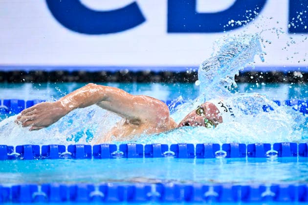 PARIS, FRANKRIKE 20260810 Frankrikes Leon Marchand under herrarnas final 4x200 m frisim under sim-EM i Paris. ***Bilden ingar i SPORTPAKET. För övriga BETALBILD*** PARIS FRANKRIKE x10430x *** PARIS, FRANCE 20260810 France s Leon Marchand during the men s 4x200 m freestyle final at the European Swimming Championships in Paris ***This image is included in the SPORTS PACKAGE; for other images, see PAID CONTENT*** PARIS, FRANCE x10430x  Copyright: xChristinexOlsson TTx SIM-EM 2026 PARIS