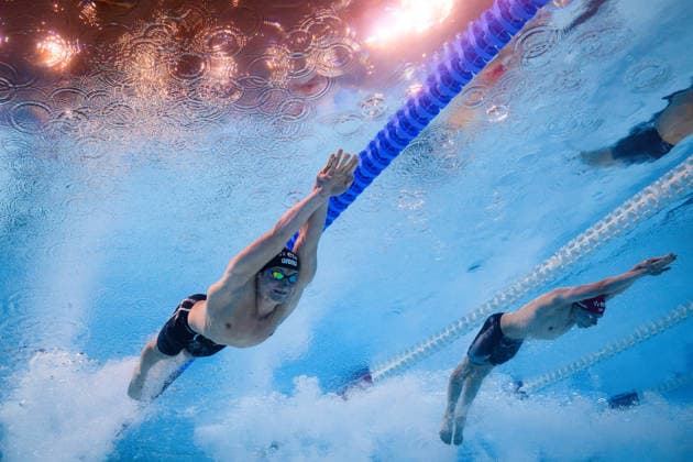 260810 Aleksas Savickas of Lithuania and Filip Nowacki of Great Britain compete in a men™s 100 meters breaststroke swimming semifinal during day eleven of the 2026 European Aquatics Championships on August 10, 2026 in Saint-Denis. Photo: Joel Marklund BILDBYRAN kod JM JM0838 bbeng simning swimming svomming 2026 european aquatics championships em *** August 10, 2026: Aleksas Savickas of Lithuania and Filip Nowacki of Great Britain compete in the men’s 100-meter breaststroke semifinal on the eleventh day of the 2026 European Aquatics Championships on August 10, 2026 in Saint-Denis. Photo by Joel Marklund. BILDBYRAN code JM JM0838 bbeng swimming 2026 European Aquatics Championships EM  Copyright: JOELxMARKLUND BB260810JM164