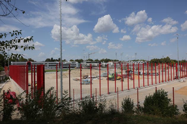 10.08.2026, FC Bayern Training , Saebenerstrasse Muenchen, Fussball, im Bild: Baustelle bei FC Bayern *** August 10, 2026, FC Bayern Training, Saebenerstrasse, Munich, Soccer, Sports, Pictured: Construction site at FC Bayern
