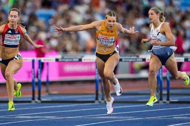 BIRMINGHAM, UNITED KINGDOM - AUGUST 10: Lia Flotow of Germany competes in the Women s 100m Hurdles during the European Athletics Championships at Alexander Stadium on August 10, 2026 in Birmingham, United Kingdom. England United Kingdom Copyright: xBEAUTIFULxSPORTS TobiasxLacknerx