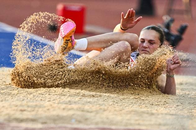 Belgian Ilona Masson pictured in action during the qualifications of the women s triple jump event at the European Athletics Championships (August 10-18) in Birmingham, United Kingdom, on Monday 10 August 2026. ERICxLALMAND  x183105650x