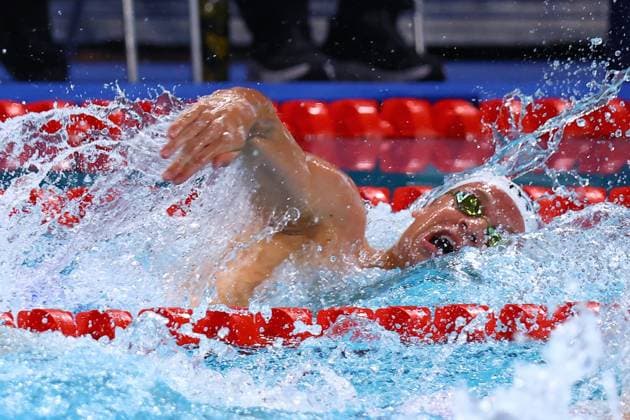 Championnat d Europe de natation PHOTOPQR LE COURRIER PICARD Haslin ; Saint Denis ; 10 08 2026 ; 10 08 26 Championnat d Europe de natation Centre Aquatique Olympique Finale du relais 4x200m nage libre Hommes - Léon Marchand - 2èmes medaille d argent Photo Fred Haslin LEN European Aquatics Championships at the Olympic Aquatic Centre in Saint-Denis, northern suburbs of Paris, on August 10, 2026 Saint Denis 93 France  Copyright: xPHOTOPQR LExCOURRIERxPICARD MAXPxHaslinx 20260810LCP8548 20260810LCP8548
