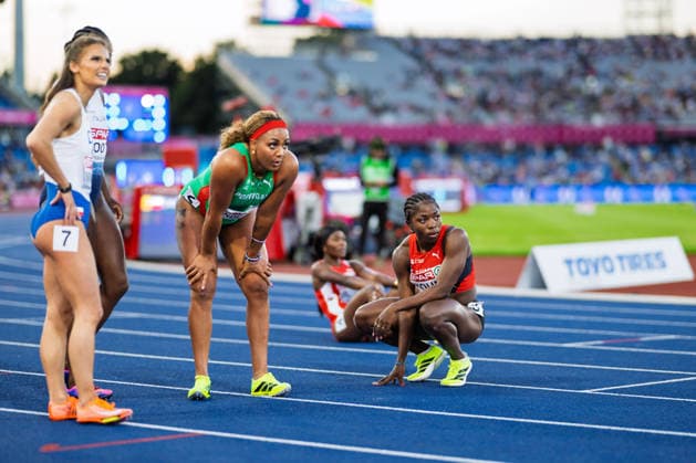 BIRMINGHAM, UNITED KINGDOM - AUGUST 10: Nathacha Kouni of Switzerland competes in the Women s 100m during the European Athletics Championships at Alexander Stadium on August 10, 2026 in Birmingham, United Kingdom. England United Kingdom Copyright: xBEAUTIFULxSPORTS TobiasxLacknerx