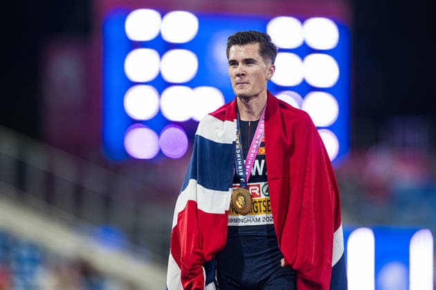 260810 Jakob Asserson Ingebrigtsen of Norway celebrates after men s 5000 meter in during day 1 of the 2026 European Athletics Championships on August 10, 2026 in Birmingham. Photo: Mathias Bergeld BILDBYRAN kod MB MT1064 friidrott athletics friidrett friidrotts-em em friidretts-em 2026 european athletics championships 1 bbeng jubel norge *** 260810 Jakob Asserson Ingebrigtsen of Norway celebrates after the men’s 5,000-meter race on Day 1 of the 2026 European Athletics Championships on August 10, 2026 in Birmingham. Photo by Mathias Bergeld, BILDBYRAN, code MB MT1064. track and field, athletics, friidrett, friidrotts EM, 2026 European Athletics Championships, 1, celebration, Norway  Copyright: MATHIASxBERGELD BB260810MB108