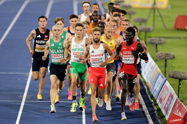 2026 European Athletics Championships, Alexander Stadium, Birmingham, England 10 8 2026 Men™s 5000m Final Ireland™s Darragh McElhinney during the race Darragh McElhinney during the race 10 8 2026  Copyright: xx 0U6A5490