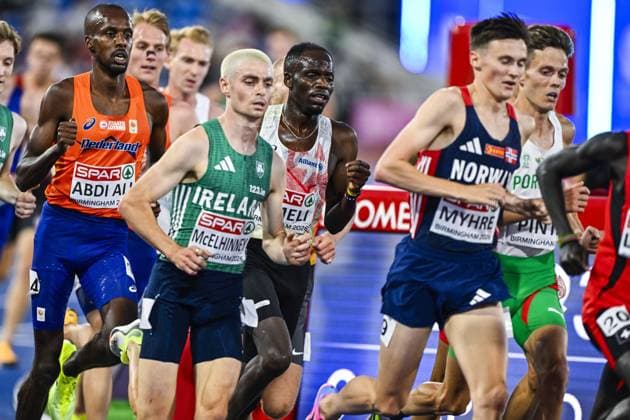 Belgian athlete Isaac Kimeli pictured in action during the men s 5000m race at the European Athletics Championships (August 10-18) in Birmingham, United Kingdom, on Monday 10 August 2026. ERICxLALMAND  x183108095x