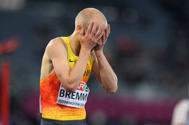 BIRMINGHAM, GREAT BRITAIN - August 10: Florian Bremm (Germany) in disbelief after finishing second at the 5000 metres run during the European Athletics Championships 2026 at Alexander Stadium in Birmingham, Great Britain (Photo by Sven Beyrich Sports Press Photo)  Copyright: xSvenxBeyrich SportsxPressxPhotox Sportspressphoto_SPR204145