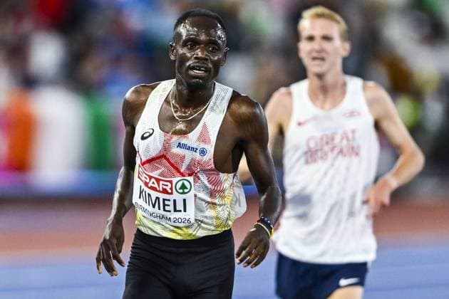 Belgian athlete Isaac Kimeli pictured in action during the men s 5000m race at the European Athletics Championships (August 10-18) in Birmingham, United Kingdom, on Monday 10 August 2026. ERICxLALMAND  x183108216x