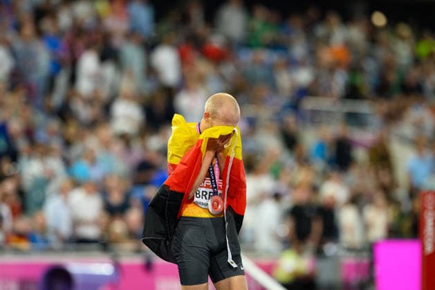 BIRMINGHAM, GREAT BRITAIN - August 10: Florian Bremm (Germany) in disbelief and tears after finishing second at the 5000 metres run during the European Athletics Championships 2026 at Alexander Stadium in Birmingham, Great Britain (Photo by Sven Beyrich Sports Press Photo)  Copyright: xSvenxBeyrich SportsxPressxPhotox Sportspressphoto_SPR204147