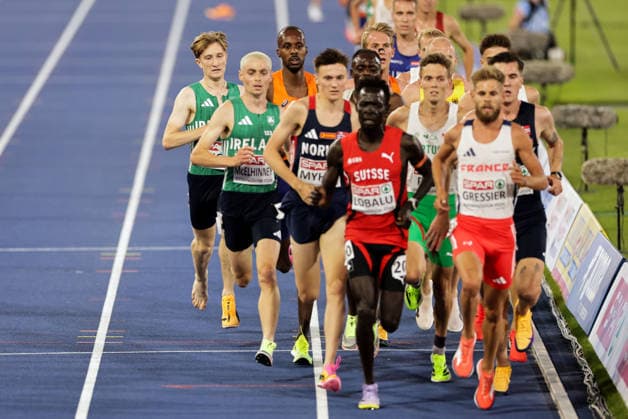 2026 European Athletics Championships, Alexander Stadium, Birmingham, England 10 8 2026 Men™s 5000m Final Ireland™s Nick Griggs during the race after losing his shoe Nick Griggs during the race after losing his shoe 10 8 2026  Copyright: xx 0U6A6014