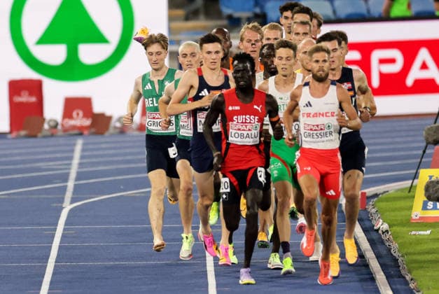 2026 European Athletics Championships, Alexander Stadium, Birmingham, England 10 8 2026 Men™s 5000m Final Ireland™s Nick Griggs loses his shoe during the race Nick Griggs loses his shoe during the race 10 8 2026  Copyright: xx 0U6A6015