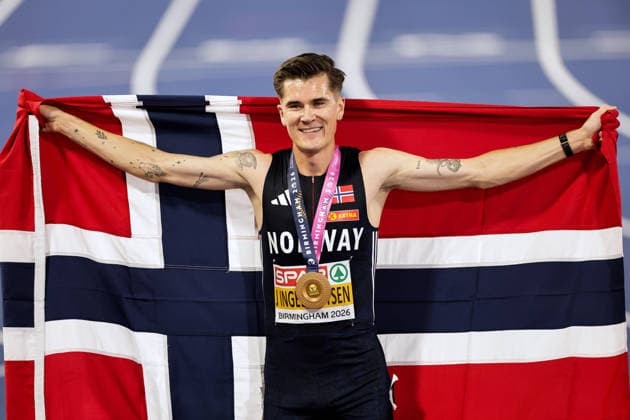2026 European Athletics Championships, Alexander Stadium, Birmingham, England 10 8 2026 Men™s 5000m Final Norway™s Jakob Ingebrigtsen celebrates winning the gold medal Jakob Ingebrigtsen celebrates winning the gold medal 10 8 2026  Copyright: xx 0U6A5955