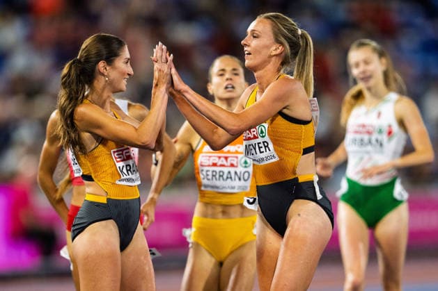 BIRMINGHAM, UNITED KINGDOM - AUGUST 10: Gesa Felicitas Krause of Germany and Lea Meyer of Germany competes in the Women s 3000m Steeplechase during the European Athletics Championships at Alexander Stadium on August 10, 2026 in Birmingham, United Kingdom. England United Kingdom Copyright: xBEAUTIFULxSPORTS TobiasxLacknerx