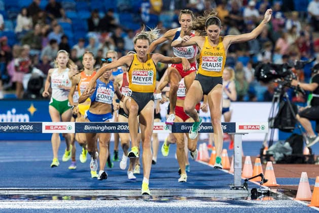 BIRMINGHAM, GREAT BRITAIN - AUGUST 10, 2026 : Gesa Felicitas KRAUSE (GER Germany), Lea MEYER (GER Germany) competing in the 3000m hurdles during the European Athletics Championships at Alexander Stadium on August 10, 2026 in Birmingham, Great Britain. Oregon Great Britain Copyright: xAxelxKohringx